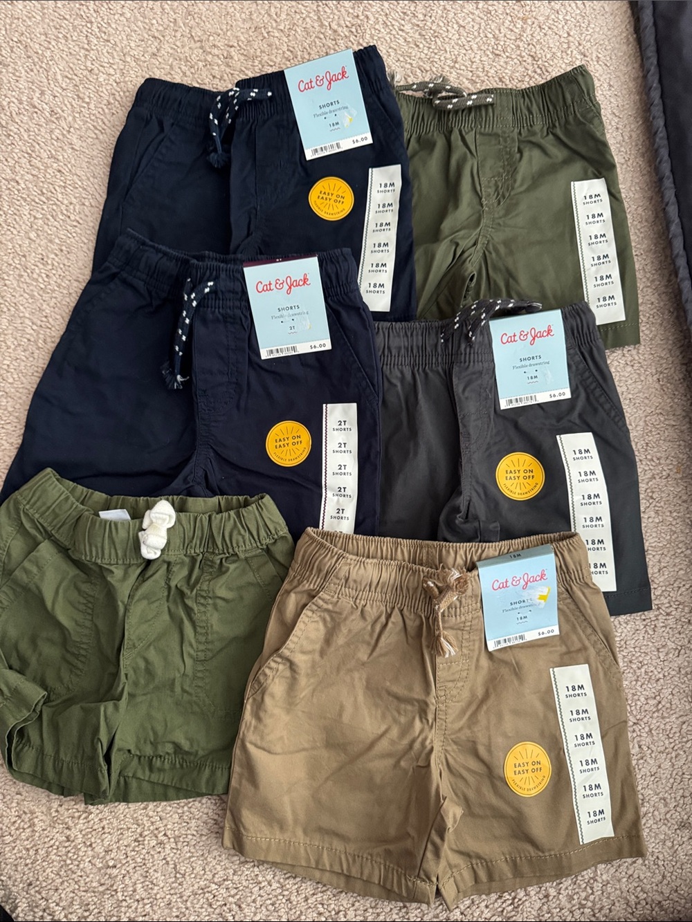 NWT- Cat & Jack Boys Pull-On Shorts in Navy, Olive, Charcoal & Tan